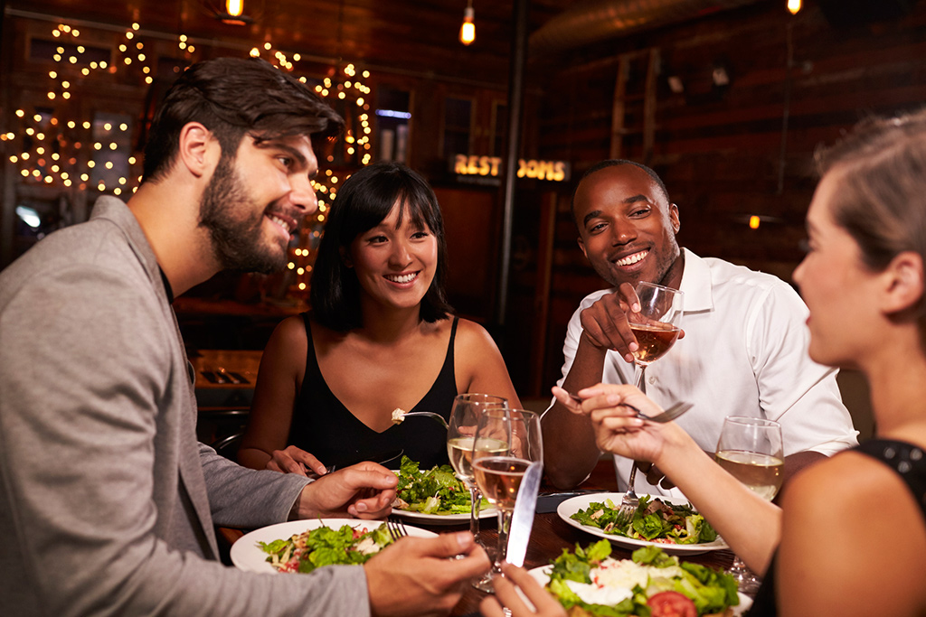 Friends dining out